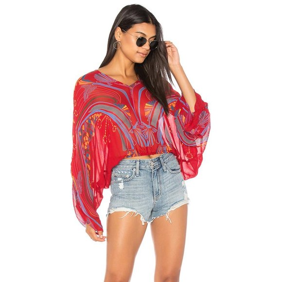 Free People Tops - Free People Beneath the Sea Top Red XS
